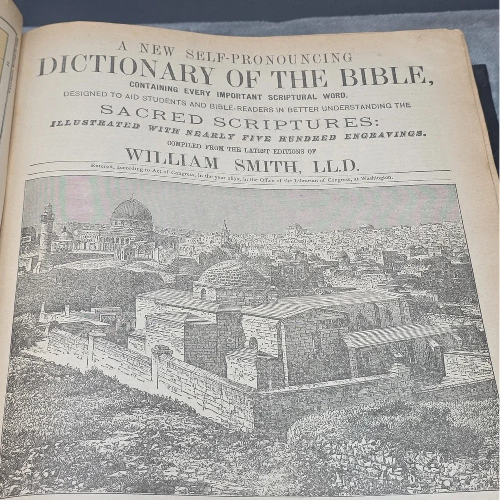1890 Family Holy Bible Leather Bound Illustrated Burrows Bros Company